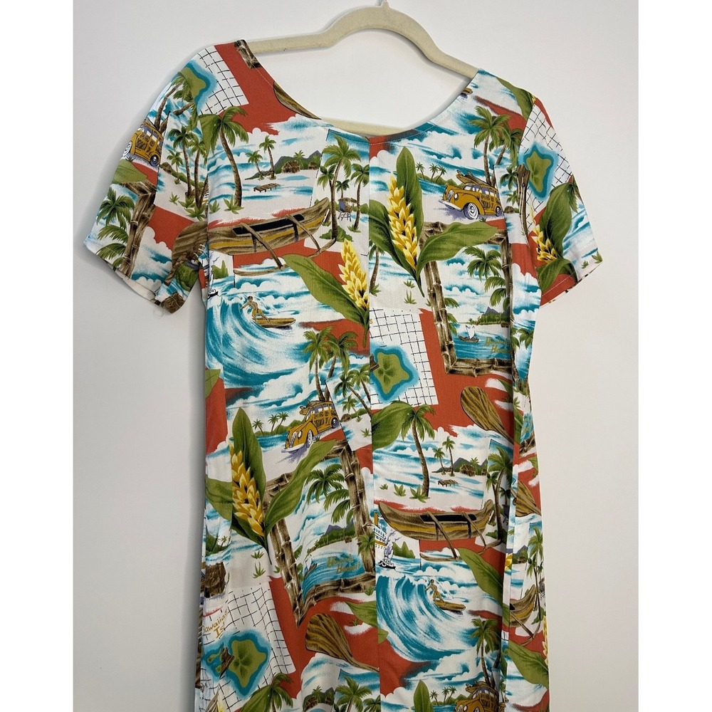 Hilo Hattie Hawaiian Tropical Beach Aloha Scenic Rayon Midi Dress Small Floral - Picture 10 of 12